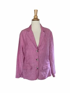 L.L. Bean Women’s Pink 100% Linen Bridgeton Coat Blazer Jacket 287688 Sz. Medium - Picture 1 of 11