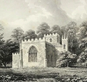 Iglesia Exmoor Devon Filleigh impresión rara 1842 William Spreat original - Imagen 1 de 4