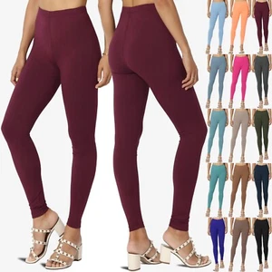 TheMogan S~3X Super Soft Jersey Ultimate High Waist Footless Ankle Leggings - Picture 1 of 98