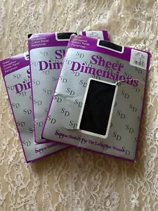 Set of 3 Sheer Dimensions Sandalfoot Cotton panel Pantyhose size D NAVY Nylons - Picture 1 of 3