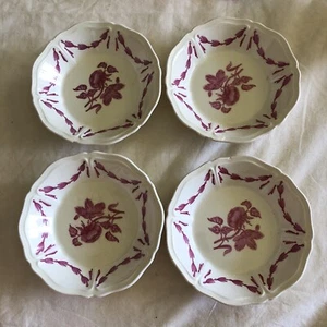 4 Vintage WEDGWOOD Husk Williamsburg Pink Fruit Dessert Bowls 1 with Crazing - Picture 1 of 12