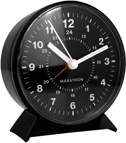 Mechanical Wind Up Alarm Clock Analog Classic 3.94"W x 4.33"H Black NEW Cover