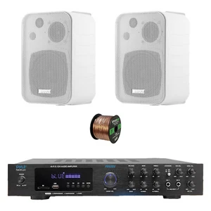 Pyle PDA8BU 5.1 Channel Home Audio Bluetooth Receiver, 2x 4" White Speaker, Wire - Picture 1 of 9