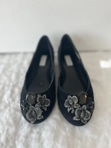 KELSI DAGGER ALYONA Flats Rhinestones Black Suede Size 7 - Picture 1 of 7