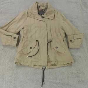 Chaqueta de lino Massimo Dutti para mujer pequeña beige tostado utilitaria - Imagen 1 de 15