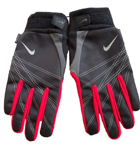 Nike Womens Gloves Storm Fit Run Black/Silver/Red Sz M water wind repellent