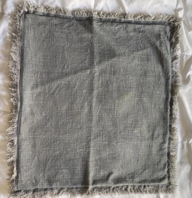 Tommy Bahama Gray Square Pillow Cover w/Fringe Border. 21x21 w/o Fringe Measure - Image 1 of 4