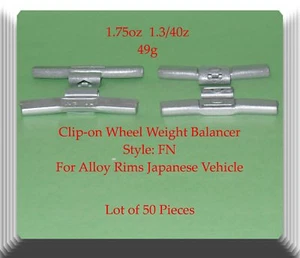 1.75 oz Clip-On Wheel Weight FN Style For Alloy Rims Japanese Vehicles 50 Pcs - Picture 1 of 1