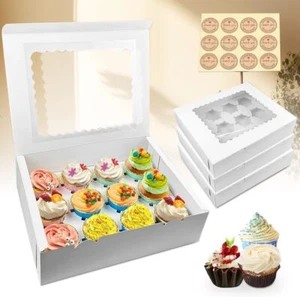 12X12Löcher MIUUIPI Cupcake Muffin-Boxen PatisserieSchachteln Pappe Fenster weiß - Bild 1 von 11