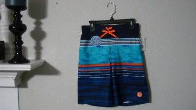 ZeroXposur Boys Swim Shorts Trunks w/ Comfort Liner Navy Orange Sharks Size S 8 - Image 1 of 4