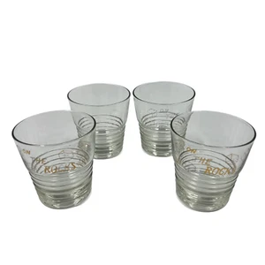 Vintage Whisky Gläser "On The Rocks" Midcentury Modern 4 Stück Set Bar Tassen - Bild 1 von 7