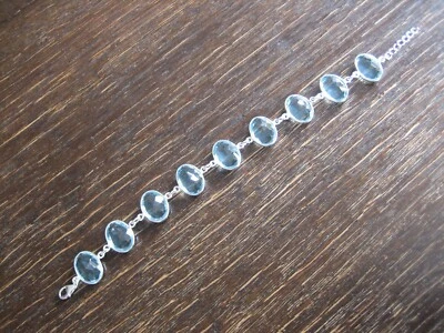zauberhaftes Blautopas Armband 925er Silber NEU aquamarin Farbe 17,5 - 19,5 cm - Bild 1 von 3