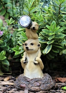 Garden Ornament Meerkat Family Solar Powered LED Decorative Animal 25cm - Picture 1 of 22