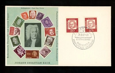História Postal Alemanha FDC #829 Johann Sebastian Bach música 1961 - Imagem 1 de 2