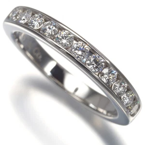 Auth Tiffany&Co. Ring Wedding Band Channel Set Diamond Half 3mm US5 950 Platinum - Picture 1 of 5