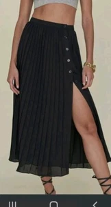 Reformation Verona Black Pencil Pleat Midi Deadstock Fabric Skirt Sz M Rrp $310 - Picture 1 of 11