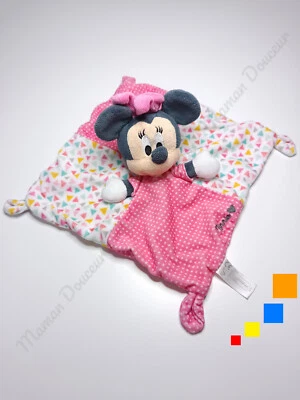 Doudou Plat Carré Minnie Rose Blanc Pois Triangle Bleu Jaune Vert Disney Nicotoy - Photo 1/4