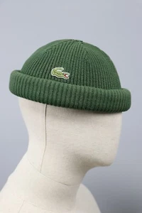LACOSTE Vintage Acrylic Beanie Green made In France Mens Size XL - Picture 1 of 19