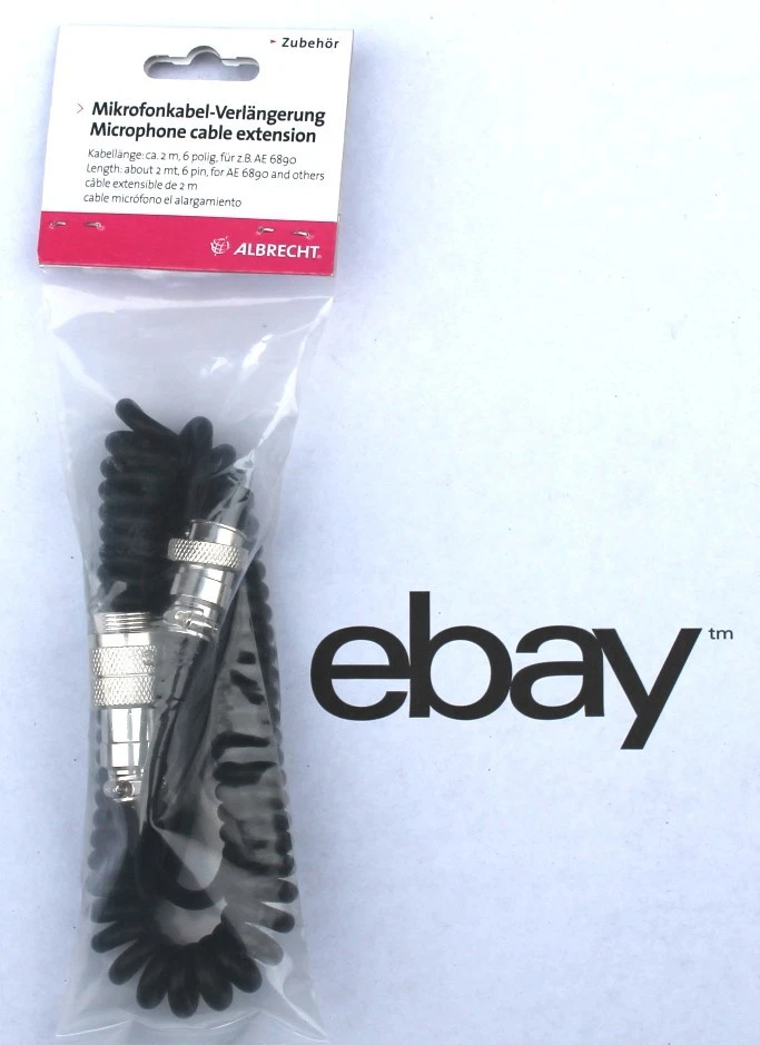 Mikrofon Kabelverlängerung 6 pol. GDCH 1-2 Meter Spiralkabel CB Funk Amateur - Bild 1 von 1