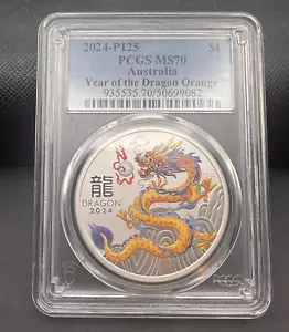2024-P125 MS70 PCGS Australia Year of the Dragon Orange - Picture 1 of 5
