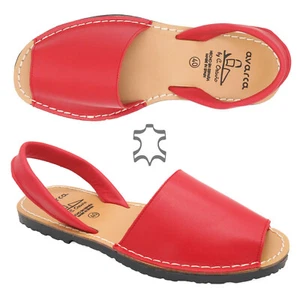 Mujer Sandalias Planas Cuero Rojo Avarca Menorquina Español Verano Zapatos NUEVO - Imagen 1 de 44