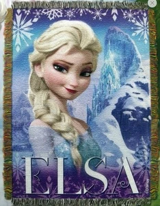 DISNEY PRINCESS FROZEN WOVEN TAPESTRY ELSA THROW BLANKET 40 x 60 Inches - Picture 1 of 3