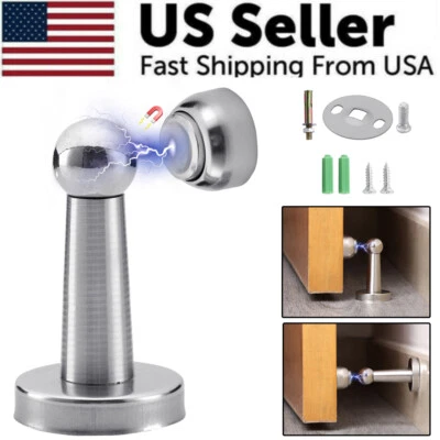 Tapón de puerta de acero inoxidable magnético tope de puerta captura pared soporte de montaje en piso Foto 1 de 4