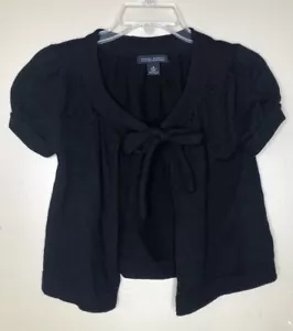 Banana Republic Shrug Small Black Extra Fine Italian Merino Wool Tie Front - Picture 1 of 9