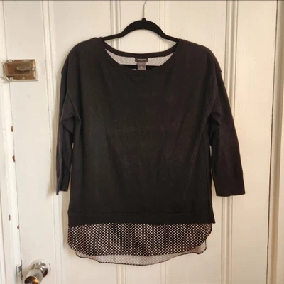 Suéter y Camisa Ann Taylor Negro Lunares Capas Elástica Sedosa Talla Mediana Foto 1 de 4