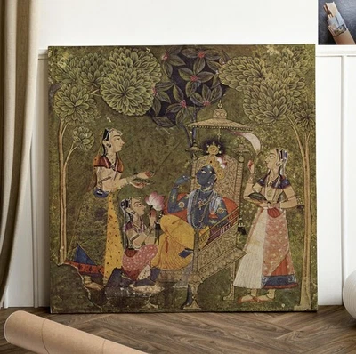 India Asia India Basohli indio arte de pared de lona 24x24 pulgadas Foto 1 de 4