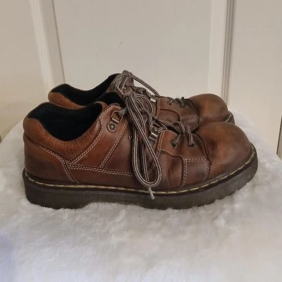 Vintage Y2K Chunky Distressed Brown Leather Docs Dr. Martens Oxford Boots Sz 10 - Image 1 of 4