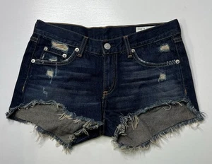 Pantaloncini corti Rag And Bone Jean taglio effetto invecchiato lavaggio scuro in Doris. Mai indossato taglia 24 - Foto 1 di 9