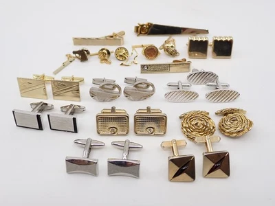 Vintage Cufflinks Lot 9 Pairs + Tie Bars & Tie Tacks • Swank Speidel Foster - Image 1 of 4