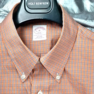 Brooks Brothers Dress Shirt Mens XL Non -Iron Plaid 100% Cotton - Picture 1 of 12