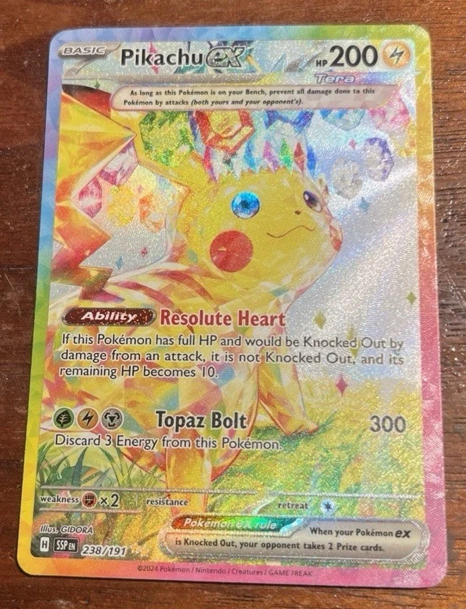 Pokemon Pikachu EX TCG  238/191 Sv08 SIR  Surging Sparks - Image 1 of 1