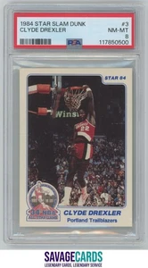 1984-85 Star Slam Dunk Clyde Drexler RC PSA 8 #3 Portland Trail Blazers - Picture 1 of 3