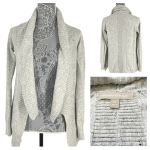 Banana Republic Women's XS Heather Gray Knit Cardigan | Open Front Shawl Collar - Picture 1 of 8