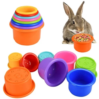 Colorful Multi-Sized Stackable Cup Toys for Bunny Rabbit Rainbow Nesting Toys... - Изображение 1 из 4