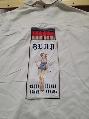 Camisa De Colección Tommy Bahama Para Hombres Grande Seda Campamento Cigarro Salón Quemar Pinup Gráfico  Foto 1 de 4