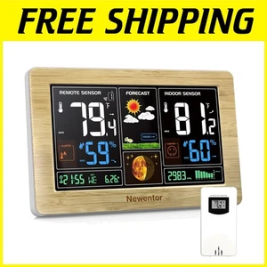 Modern Wood Weather Station with Barometric Pressure - Picture 1 of 7