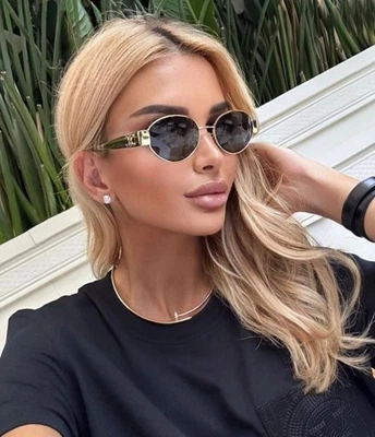 Celine Women's Sunglasses Metal Oval Gold Frame Brown Model Lens CL40235U - Image 1 of 4