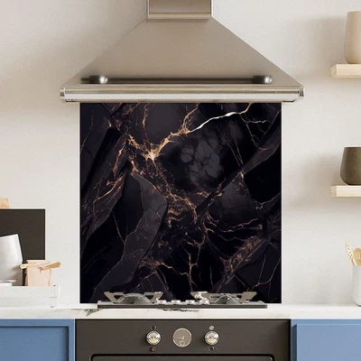 Premium Various Sizes Dark Marble 6mm Glass Toughened Kitchen Splashback - Image 1 of 4