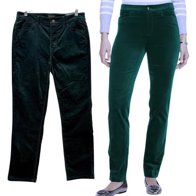 Talbots Size 4P Velveteen Straight Leg Pants High Rise Straight Leg Green Fall - Image 1 of 4