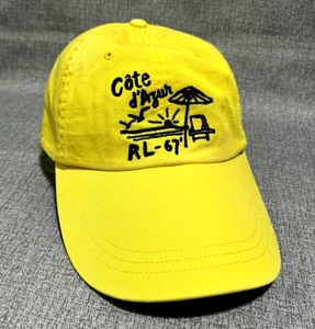NUEVO CON ETIQUETAS Polo Ralph Lauren COSTA d'AZUR SOMBRERO Lthr Correa ALA LARGA GORRA AMARILLA Adulto - Imagen 1 de 9