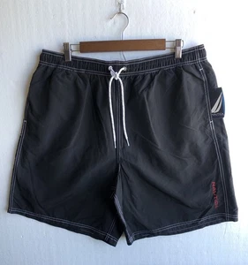 NEW Nautica Men's Black Quick Dry Drawstring Swim Trunks Shorts Size XL NWT - Picture 1 of 7