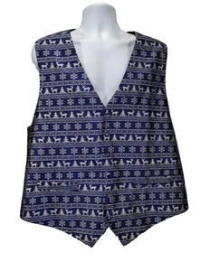 Size 3XL Vest Christmas Blue & Silver Striped Graphic Print NWT by DiBanGu - Picture 1 of 19