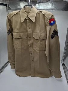 WW2 US Army 9th Infantry Shirt 15.5 33 Regulation Military Khaki Uniform Army - Picture 1 of 5
