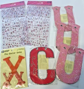 Sammelalbum Verzierungen Lot ROSA ALPHABET Buchstaben Aufkleber und Spanplatte Liebe U - Bild 1 von 7