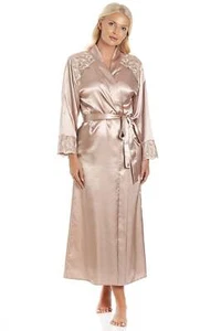 Camille Women's Luxury Long Satin Wrap Soft Lightweight Nightwear Waist Tie Robe - Picture 1 of 15