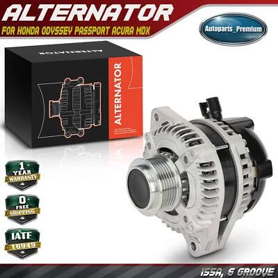 Генератор переменного тока для Honda Odyssey Passport Acura MDX 155A CW 6-канавочный шкив сцепления - Изображение 1 из 4